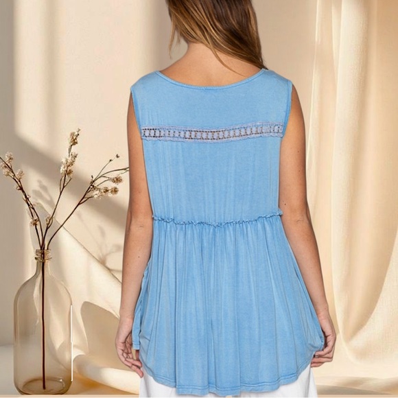POL Pacific Blue Boho Sleeveless Top - Picture 5 of 7